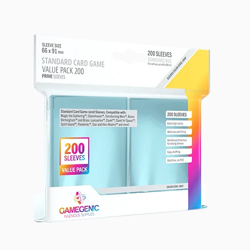 PRIME Sleeves Clear Standard Card Game Value Pack 200 (66 x 91 mm)