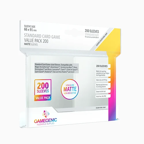 MATTE Sleeves Clear Standard Card Game Value Pack 200 (66 x 91 mm)