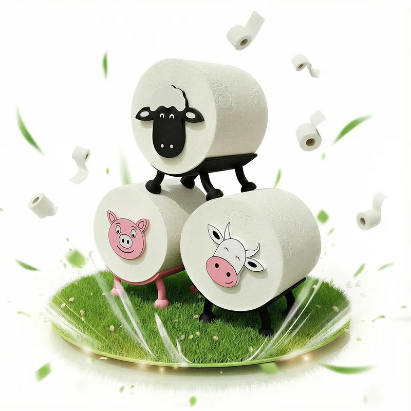 Toilettenpapierhalter Schaf, Schwein & Kuh (3er Set) - Toilettenschaf stehend, Klorollenhalter ohne Bohren, Klopapierhalter Tiermotive als Aufbewahrung oder als Geschenk - Made by R-Satz Shop