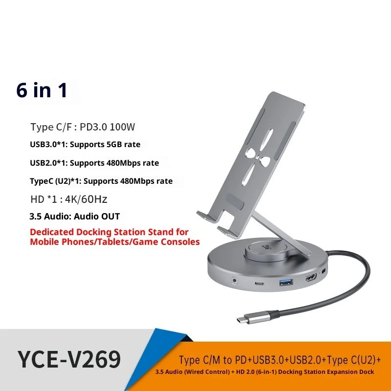 Gaming Dock with Stand for Steam Deck, ROG Ally & Switch 4K HDMI Hub for Handhelds