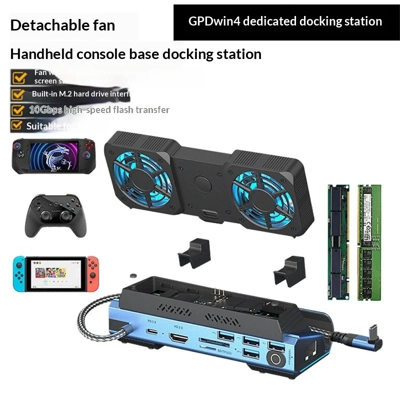 10-in-1 Gaming Console Dock for GPD WIN 4 (2025) Portable Detachable Hub