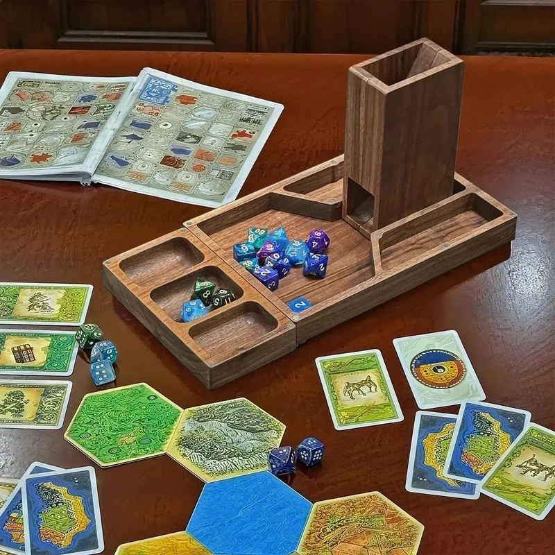 Wooden Magnetic Dice Tower with Tray
