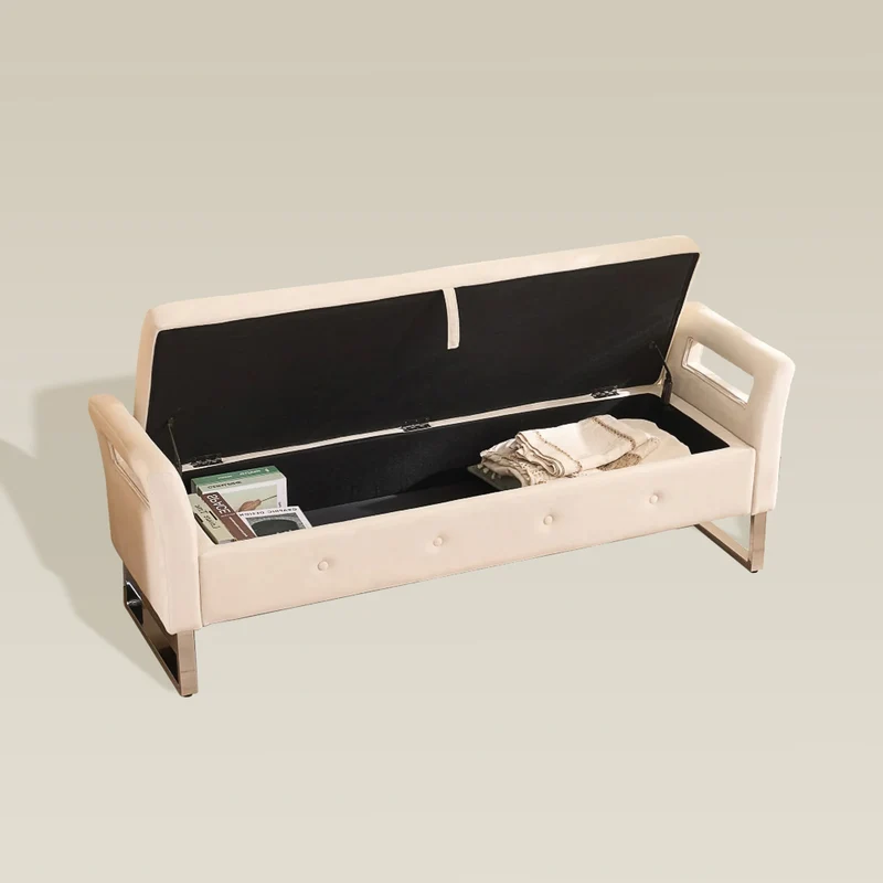 LoungeDock: Velvet Armrest Storage Bench