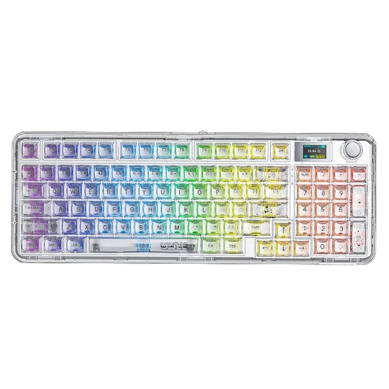 AULA F-NB98 Mechanical Keyboard Transparent 3 Mode Hot Swappable RGB Backlit Multi-function Knob