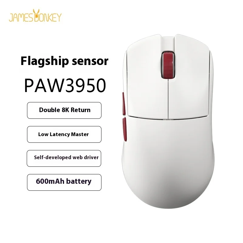JAMESDONKEY RSR5 Gaming Mouse PAW3395 Tri-mode Wireless 8k