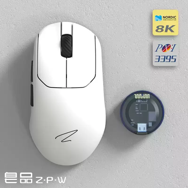 Zaopin ZPW Tri-Mode 8K Gaming Mouse Wireless Bluetooth PAW3395 PAW3950 47g Lightweight Ergonomic 26000dpi
