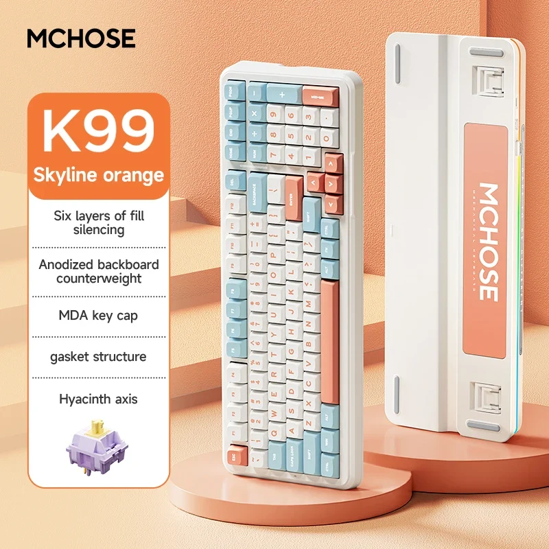 Mchose K99 Mechanical Keyboard Customization Gaske Wireless Bluetooth Tri Mode E-Sports