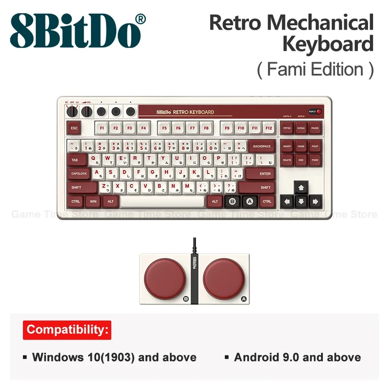 8BitDo Retro Mechanical Keyboard Bluetooth with 87 Keys Dual Super Programmable Buttons for Windows and Android