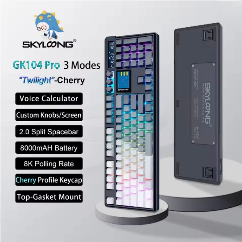 SKYLOONG GK104Pro Customized Mechanical Keyboard Three Mode Gasket Hot Plug Three Knob Voice