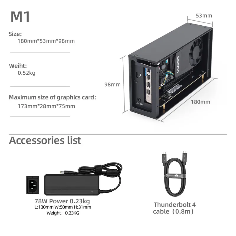mini egpu thunderbolt 3/ 4 box External Graphics Card Support notebook
