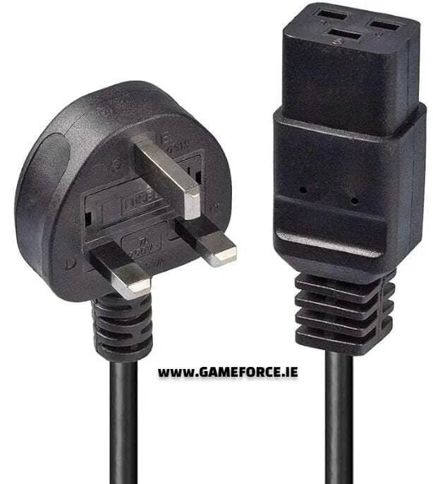 PC-LINK 2 Meter UK 3 Pin Plug to IEC C19 Power Cable Black