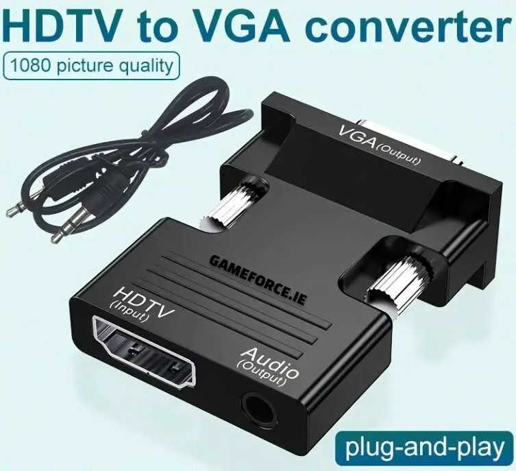 ARES HDTV To VGA Adapter Converter With Audio HDTV Source Output To TV/Monitor With VGA Connector), Active Female HDTV In Male VGA 1080p Video Dongle Adaptor For Computer, Laptop, Projector-with 3.5mm Stereo Cable Included!