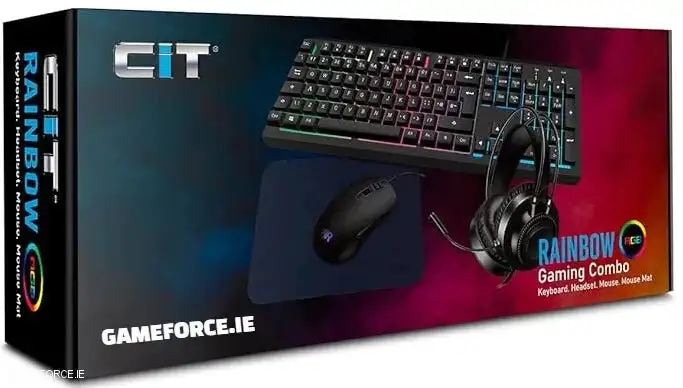 CiT rainbow RGB gaming combo 4-1 KIT - Keyboard - Mouse - Headset - Mouse Mat - GAMEFORCE.IE