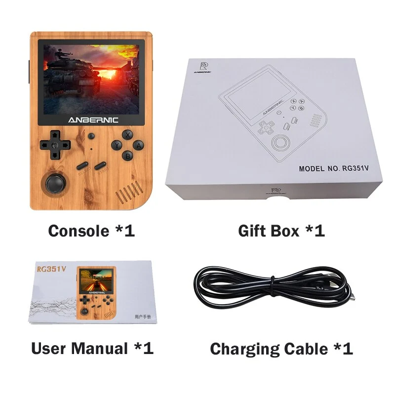 Abernic RG351V Retro Game Consoles Dual TF Card 128G 3.5'' IPS 3900mAh PSP GBC 2500+