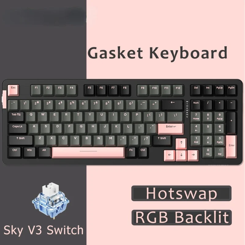 Dareu A98 Master Mechanical Keyboard Three-mode Hot-swappable RGB Falling Su-Sky Axis POM