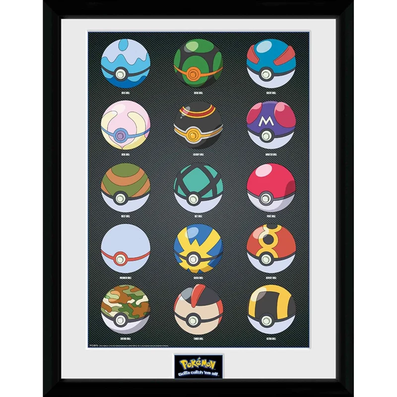 Pokémon Gerahmter Kunstdruck – Pokébälle