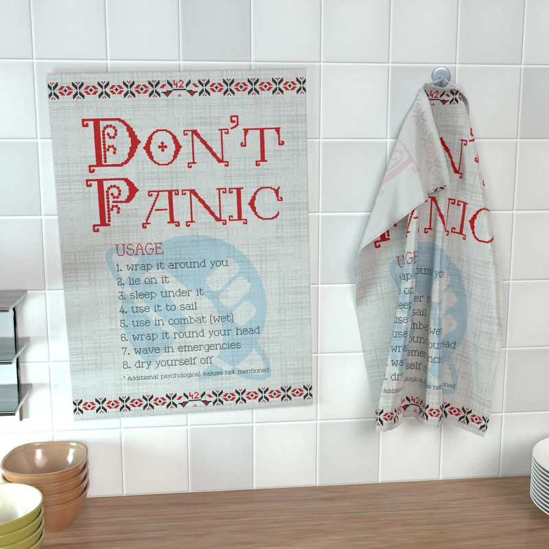 Geschirrhandtuch: Don't Panic