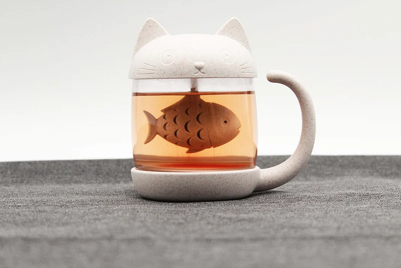 Katzen-Teetasse mit Teesieb
