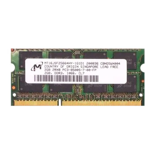 MT16JSF25664HY-1G1D1 Micron 2GB DDR3-1066MHz PC3-8500 Non-ECC Unbuffered SODIMM CL7 2Rx8 1.5V 204-Pin Memory Module