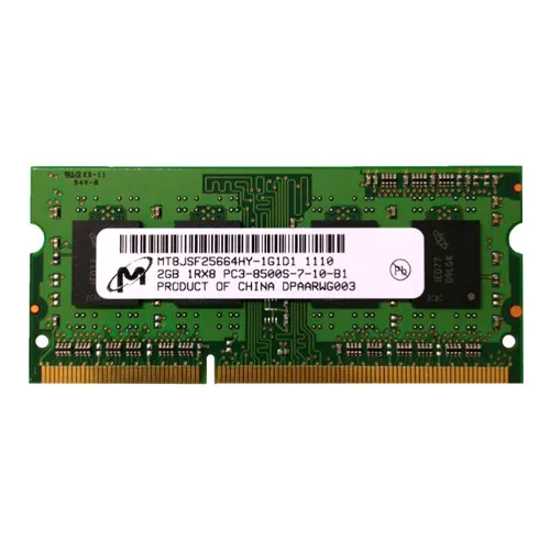 MT8JSF25664HY-1G1D1 Micron 2GB DDR3-1066MHz PC3-8500 Non-ECC Unbuffered SODIMM CL7 1Rx8 1.5V 204-Pin Memory Module