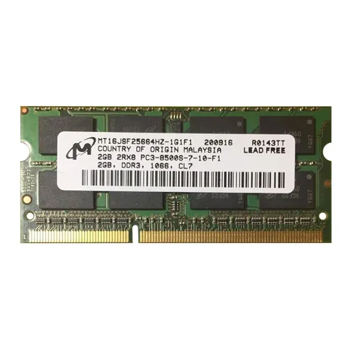 MT16JSF25664HY-1G1F1 Micron 2GB DDR3-1066MHz PC3-8500 Non-ECC Unbuffered SODIMM CL7 2Rx8 1.5V 204-Pin Memory Module