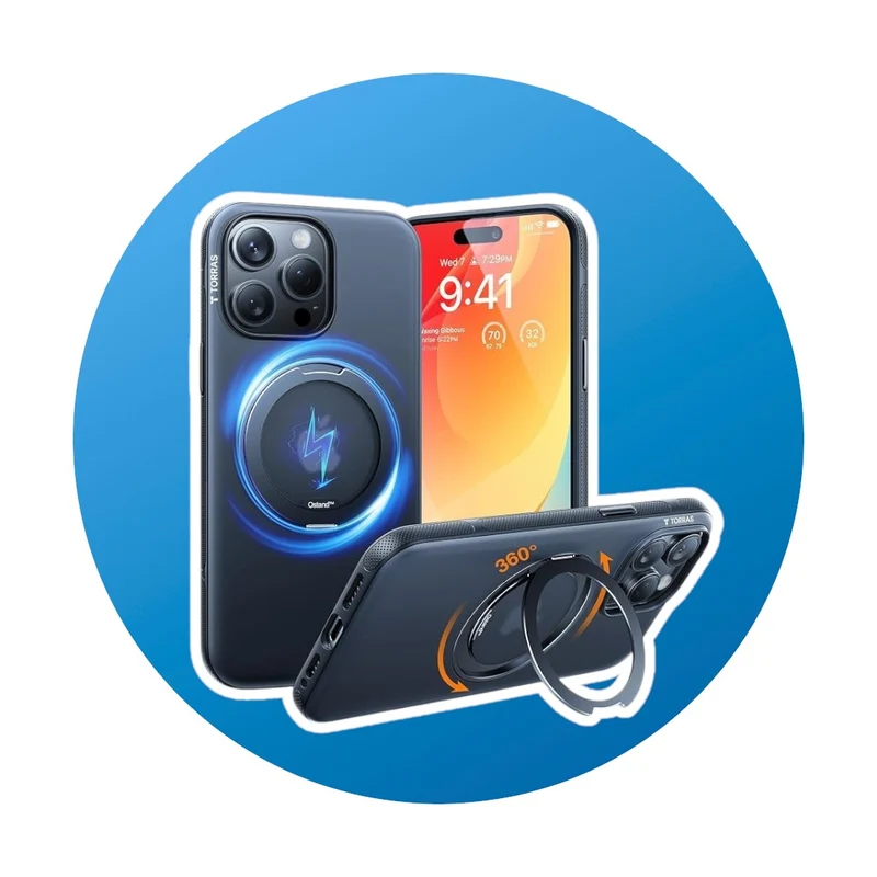 Torras Ostand O 360° iPhone 15 Pro Hülle schwarz