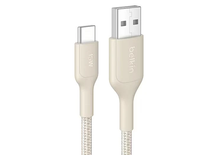 Belkin BoostCharge Pro Braided USB-A to USB-C Cable 2 m (6.6 ft) 15W - Sand