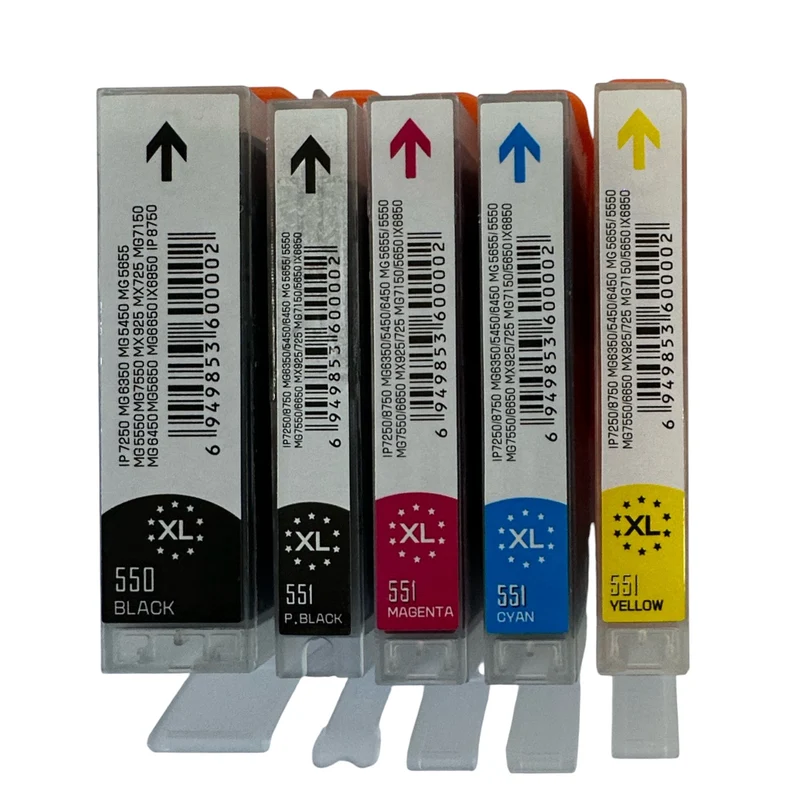 Softech XL PGI-550/CLI-551 kompatibler Komplettsatz PBk,Bk,C,M,Y - 5 Patronen