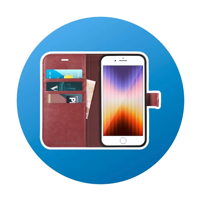 Tucch iPhone SE 2022/2020 Klapphülle dunkelrot