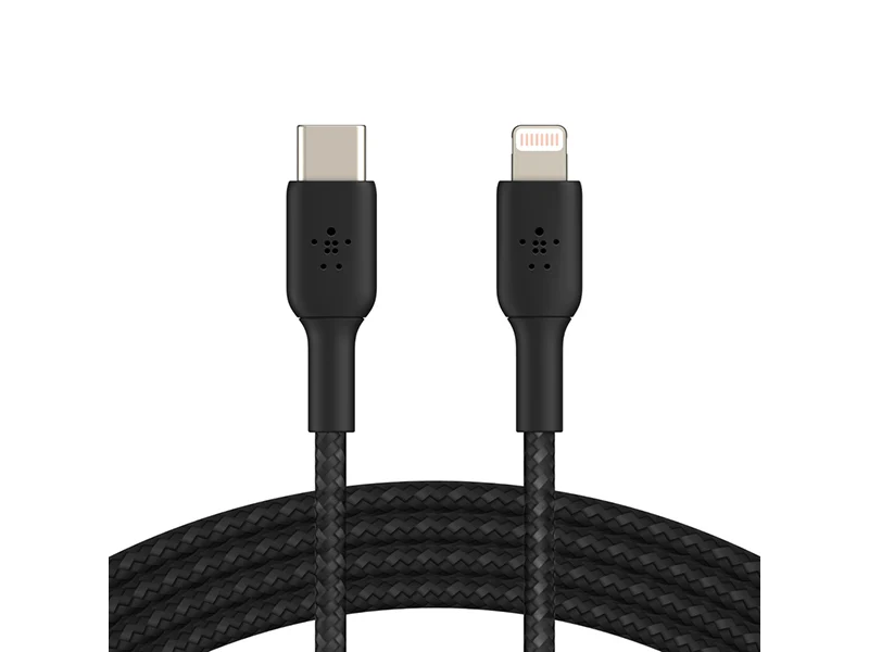 Belkin BoostCharge Braided USB-C to Lightning Cable (2m / 6.6ft, Black)