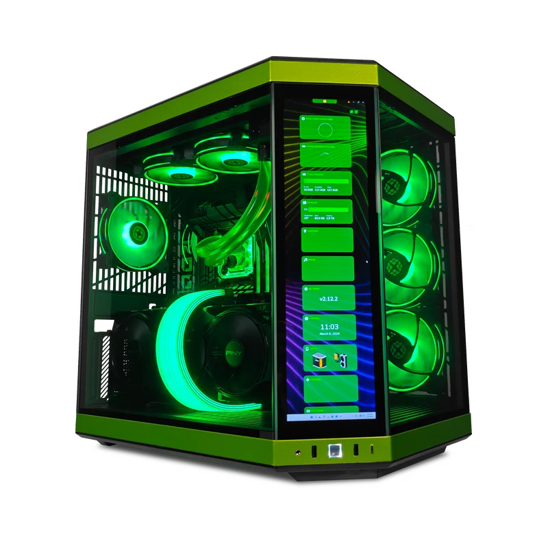 XOTIC PC Y70 Mean Green Gaming PC, NVIDIA GeForce RTX 5090, Core Ultra 9 285K, 128GB DDR5, 4TB SSD
