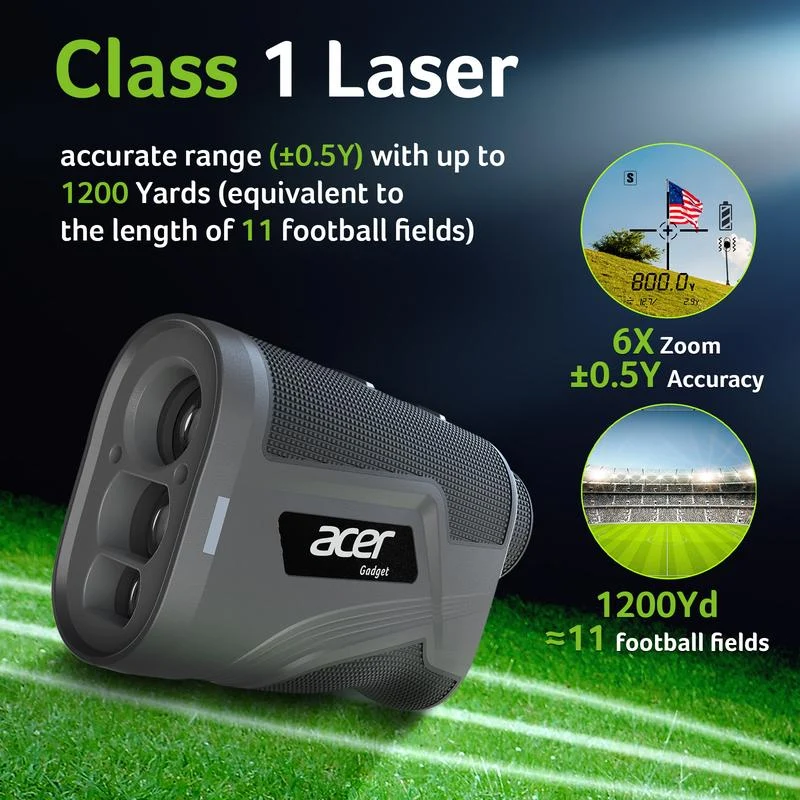 Acer Laser Golf Rangefinder with Slope – 800/1200 Yards, Magnetic & Rechargeable, 6X Magnification – Perfect for Golf, Hunting, Scouting, and Outdoor Adventures – Ideal Gift for Men