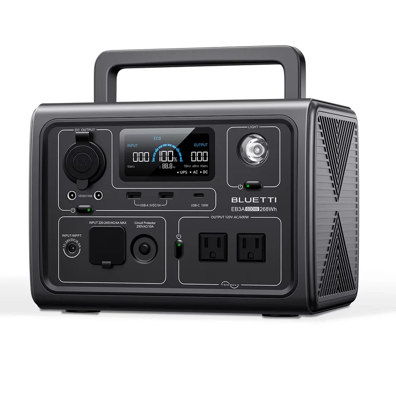 EB3A 600W Portable Solar Generator, 268Wh LiFePO4 Power Station for Camping & Emergencies