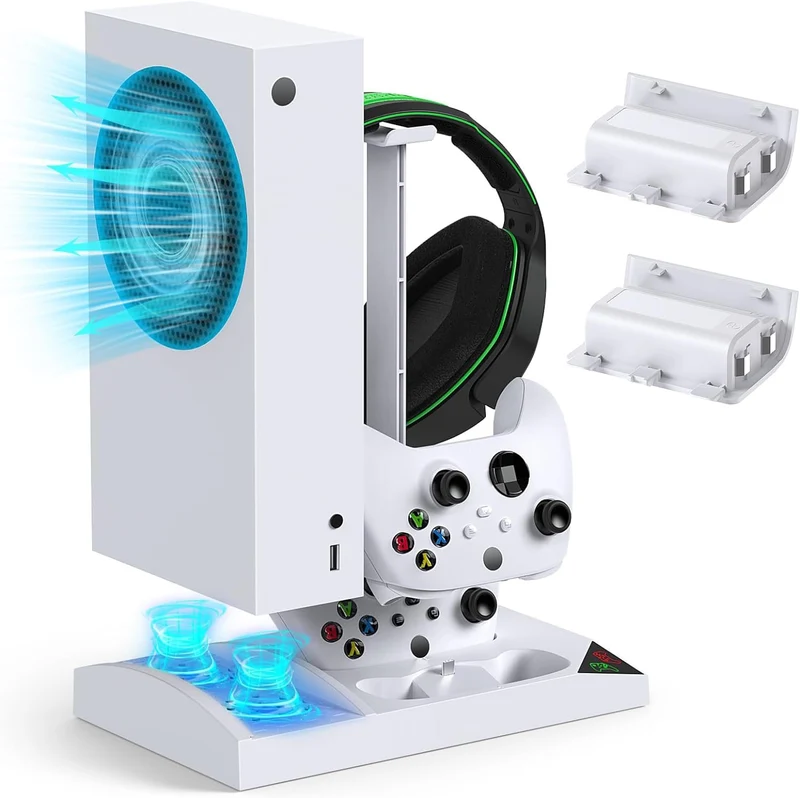 Xbox Series S Charging Dock with Cooling Fan - Dual Cooling, 2x1400mAh, Controller Stand
