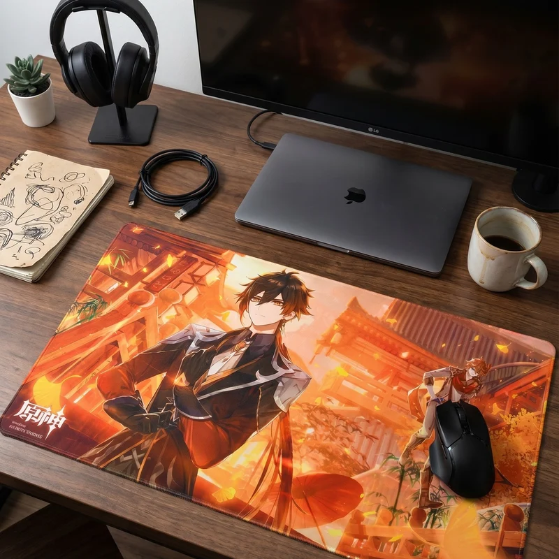 Genshin Impact - Devil Mission The Approaching Star - Zhongli und Tartaglia Mousepad